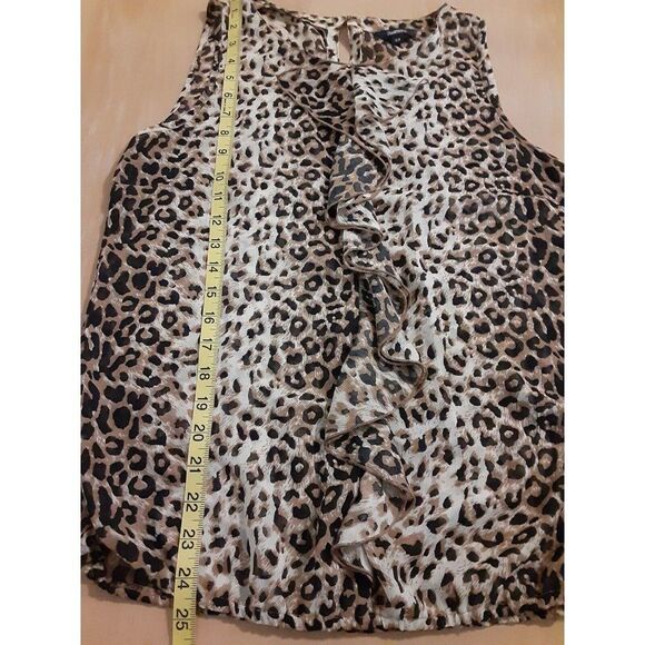 Womens Reitmans Top Size S/P Sheer Animal Print Back Button Sleeveless Ruffle - Picture 5 of 6